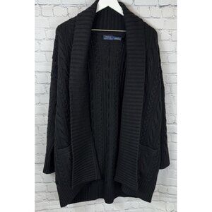 POLO RALPH LAUREN Wool Cashmere Cable Knit Shawl Neck Cardigan Sweater Large
